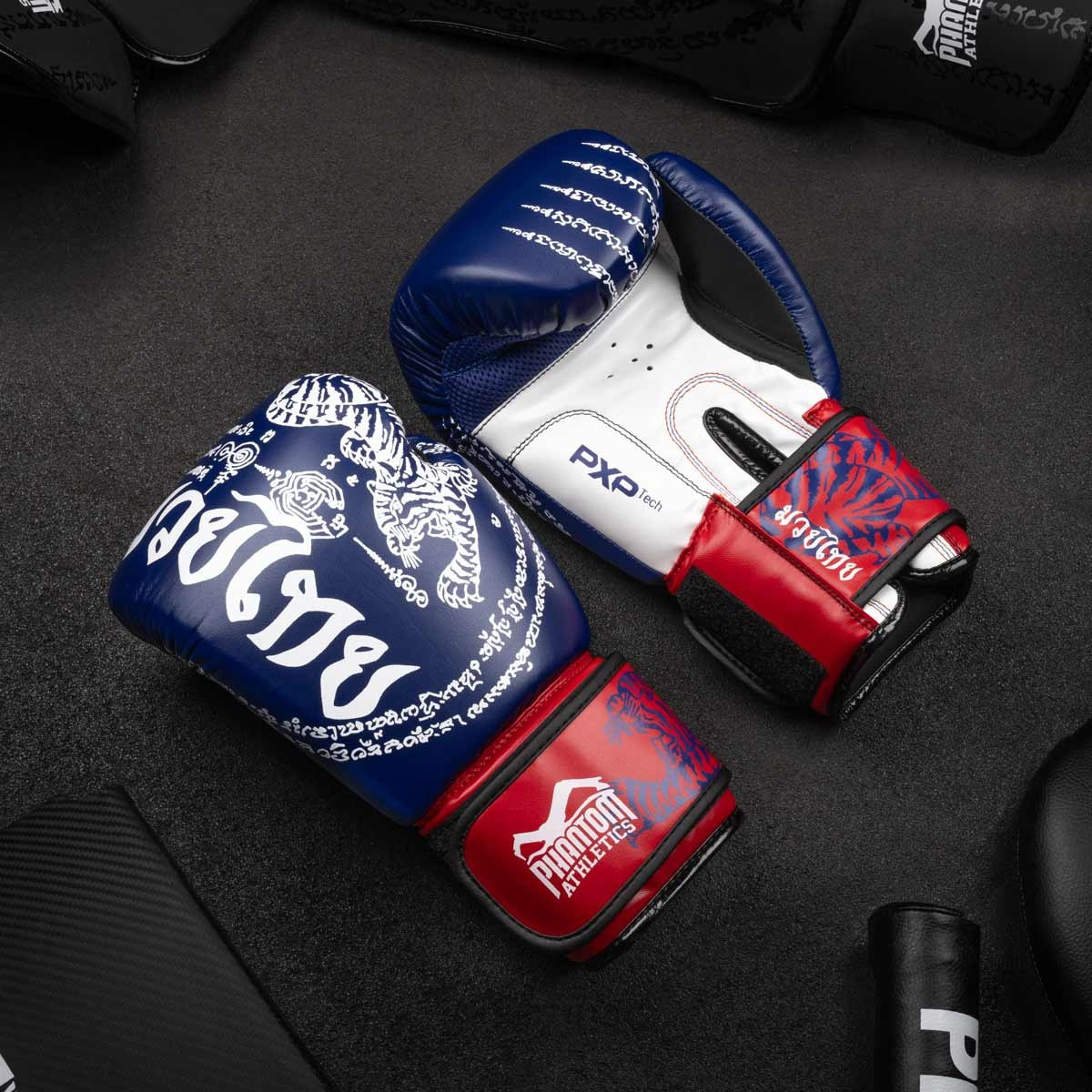 Боксерські рукавиці Phantom Muay Thai Blue 16 унцій (капа в подарунок)