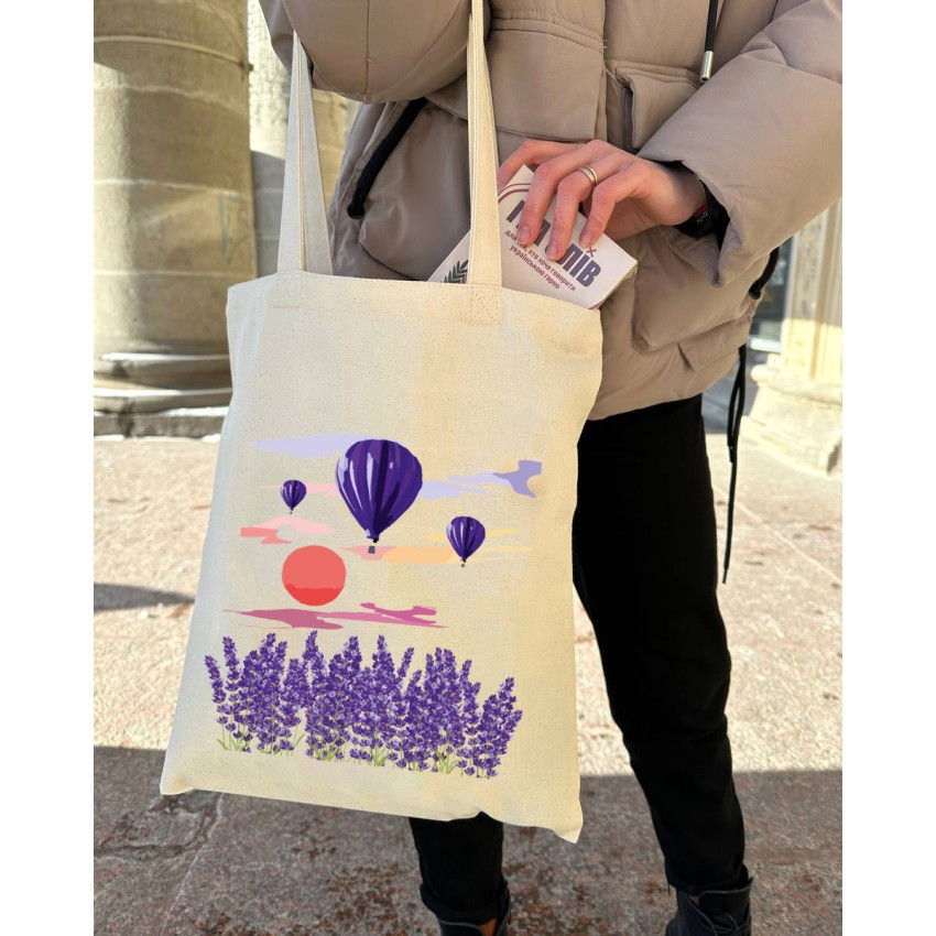 Екошопер BookOpt BK4066 "Навколо світу на повітряній кулі" бежевий