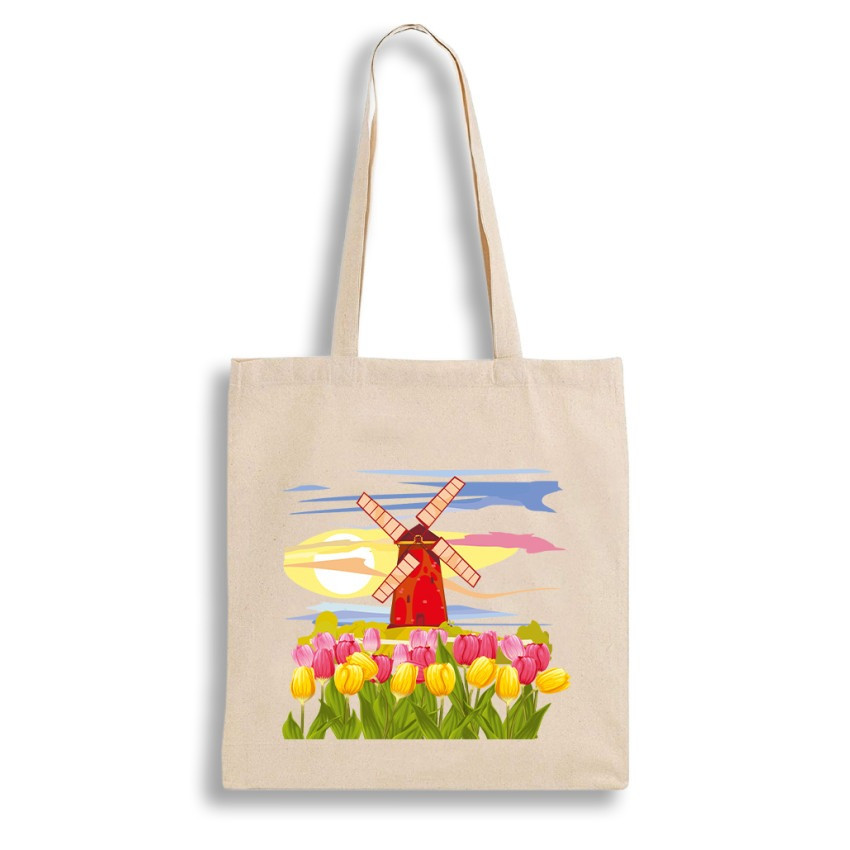 Екошопер BookOpt BK4071 "Подорож Нідерландами". Країна вітряків і тюльпанів" бежевий