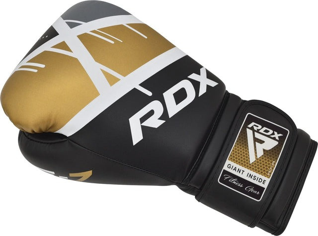 Боксерські рукавиці RDX F7 Ego Black Golden 10 унцій (капа в комплекті)