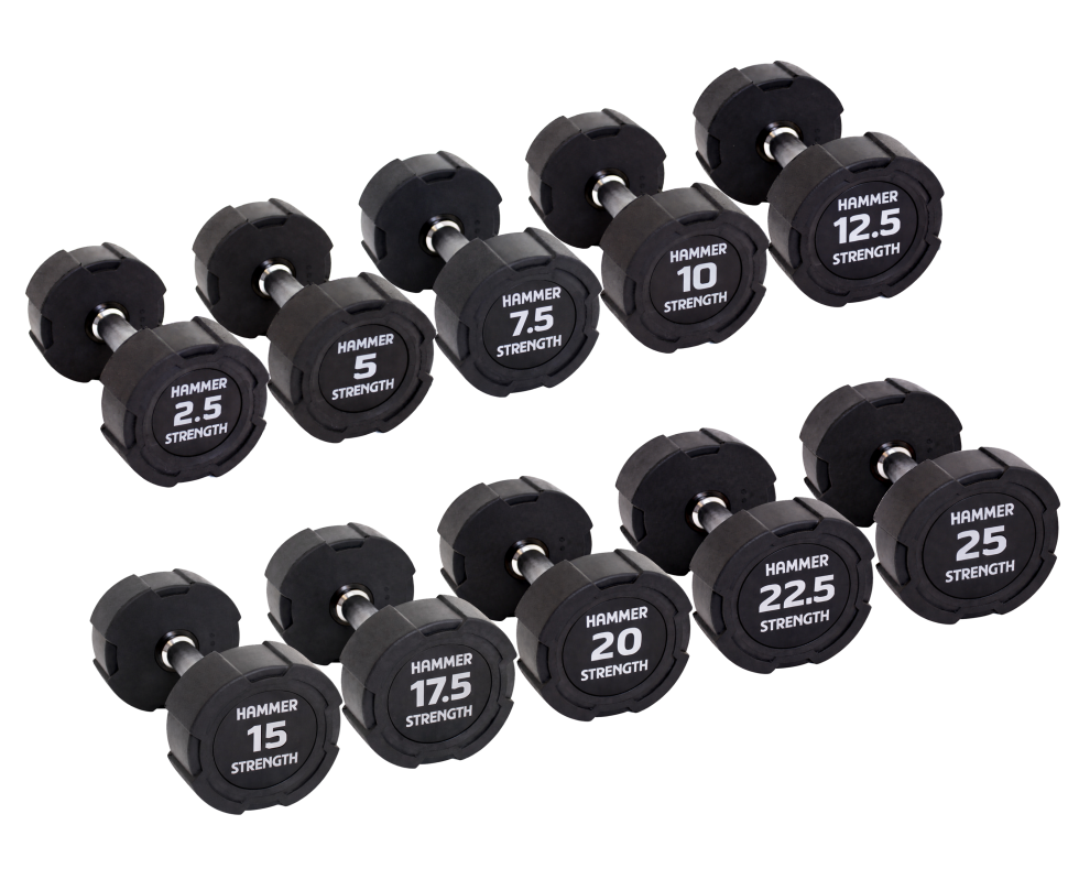 Гантельний ряд 2.5-25 кг Hammer Strength. 161.5 кг ваги