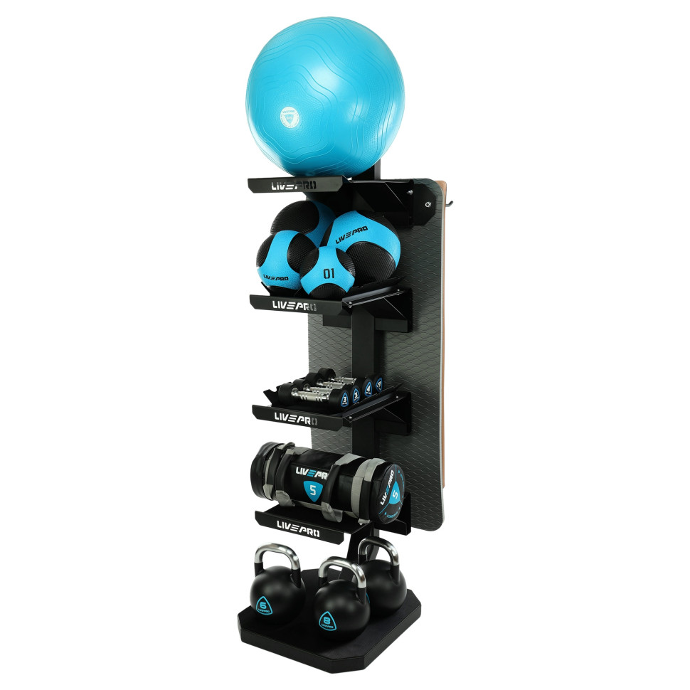 Стелаж модульний для інвентаря кросфіт STORAGE RACK LiveUp LP8875 розмір-55x60x180см чорний