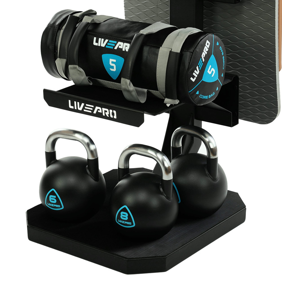 Стелаж модульний для інвентаря кросфіт STORAGE RACK LiveUp LP8875 розмір-55x60x180см чорний