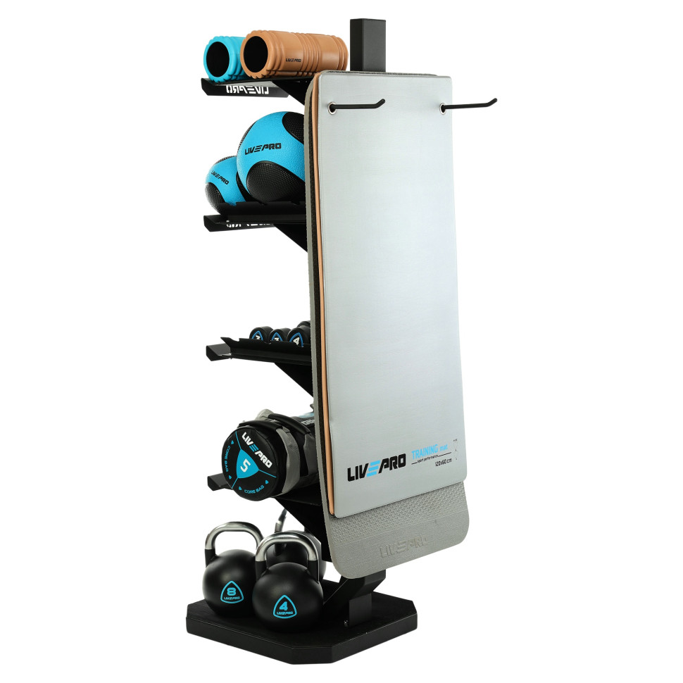 Стелаж модульний для інвентаря кросфіт STORAGE RACK LiveUp LP8875 розмір-55x60x180см чорний