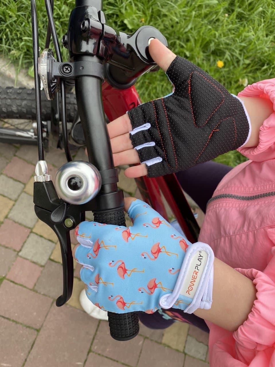 Розпродаж - Велорукавички PowerPlay 001 Фламінго Блакитні XS (вік до 5 років)