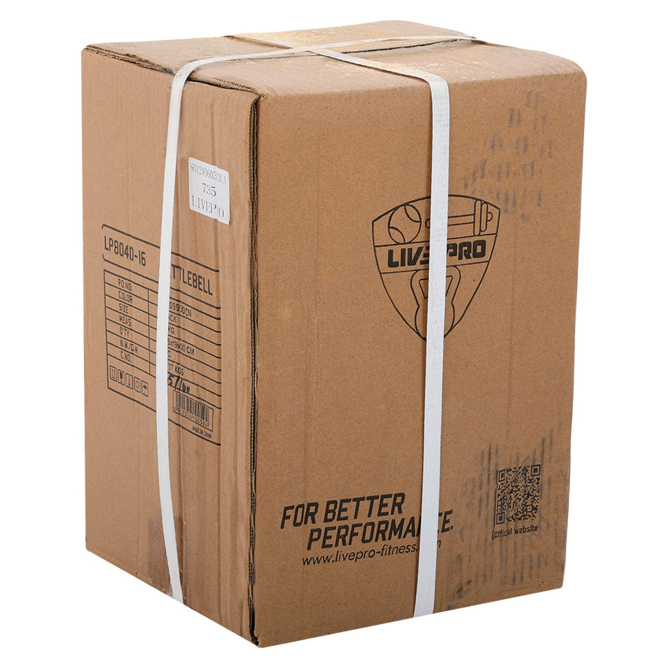 Гиря цельная с полиуретановым покрытием и хромированной ручкой LiveUp LP8040-16 вес 16кг черный