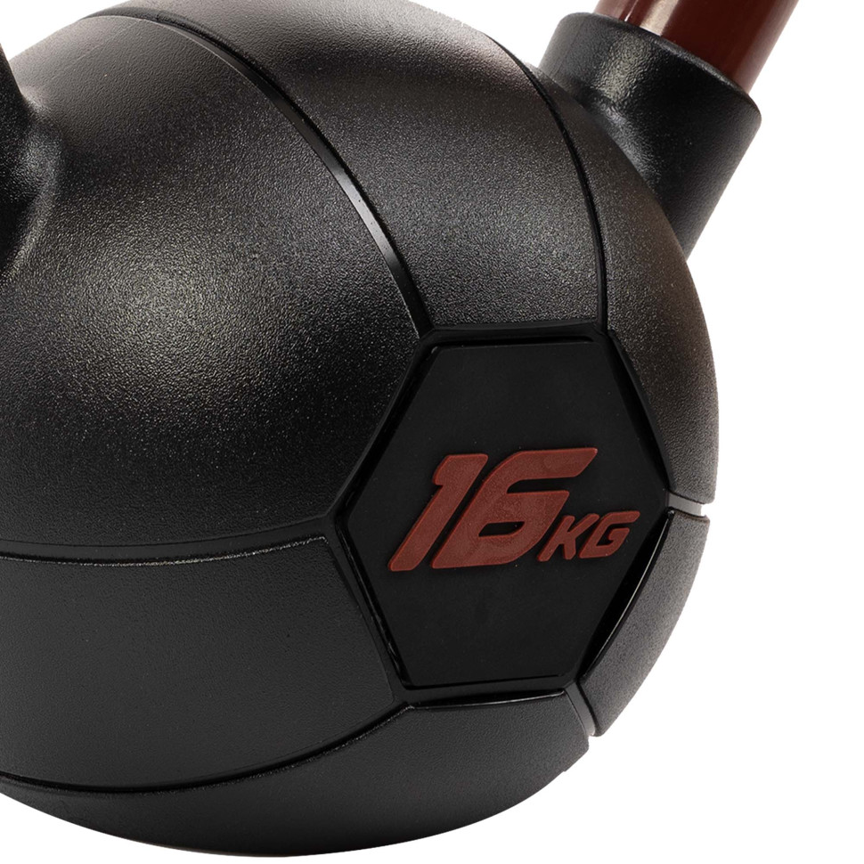 Гиря тренувальна цільна гумова із пофарбованою ручкою LiveUp Urethane LS2050-16 вага 16кг чорний-бордовий