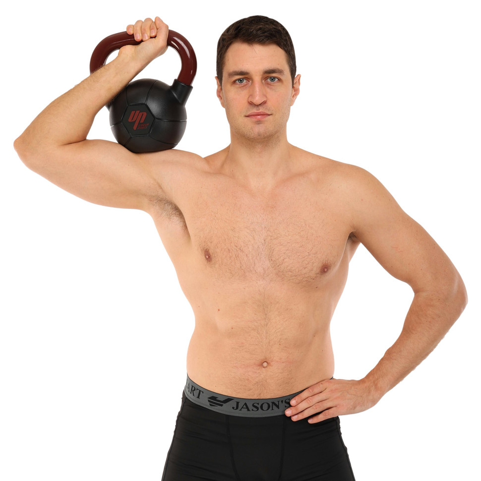 Гиря тренувальна цільна гумова із пофарбованою ручкою LiveUp Urethane LS2050-16 вага 16кг чорний-бордовий