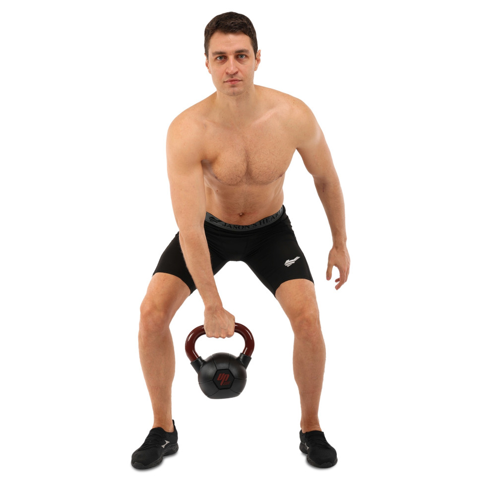 Гиря тренувальна цільна гумова із пофарбованою ручкою LiveUp Urethane LS2050-16 вага 16кг чорний-бордовий