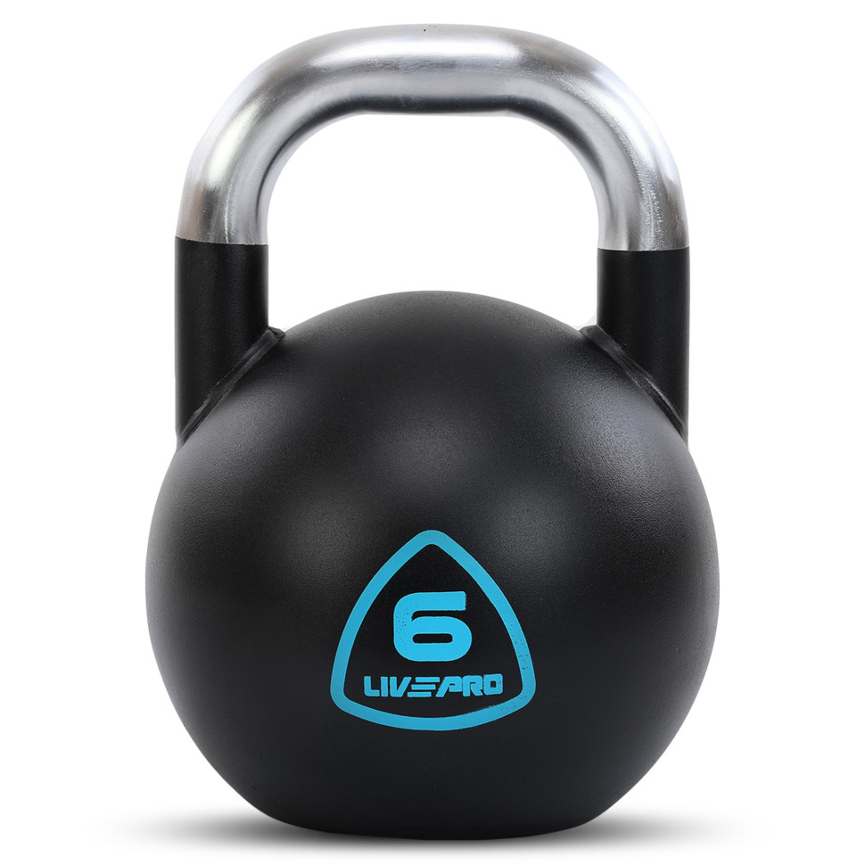 Гиря соревновательная цельная стальная окрашенная с хромированной ручкой LiveUp LP8042-6 6кг (черный)