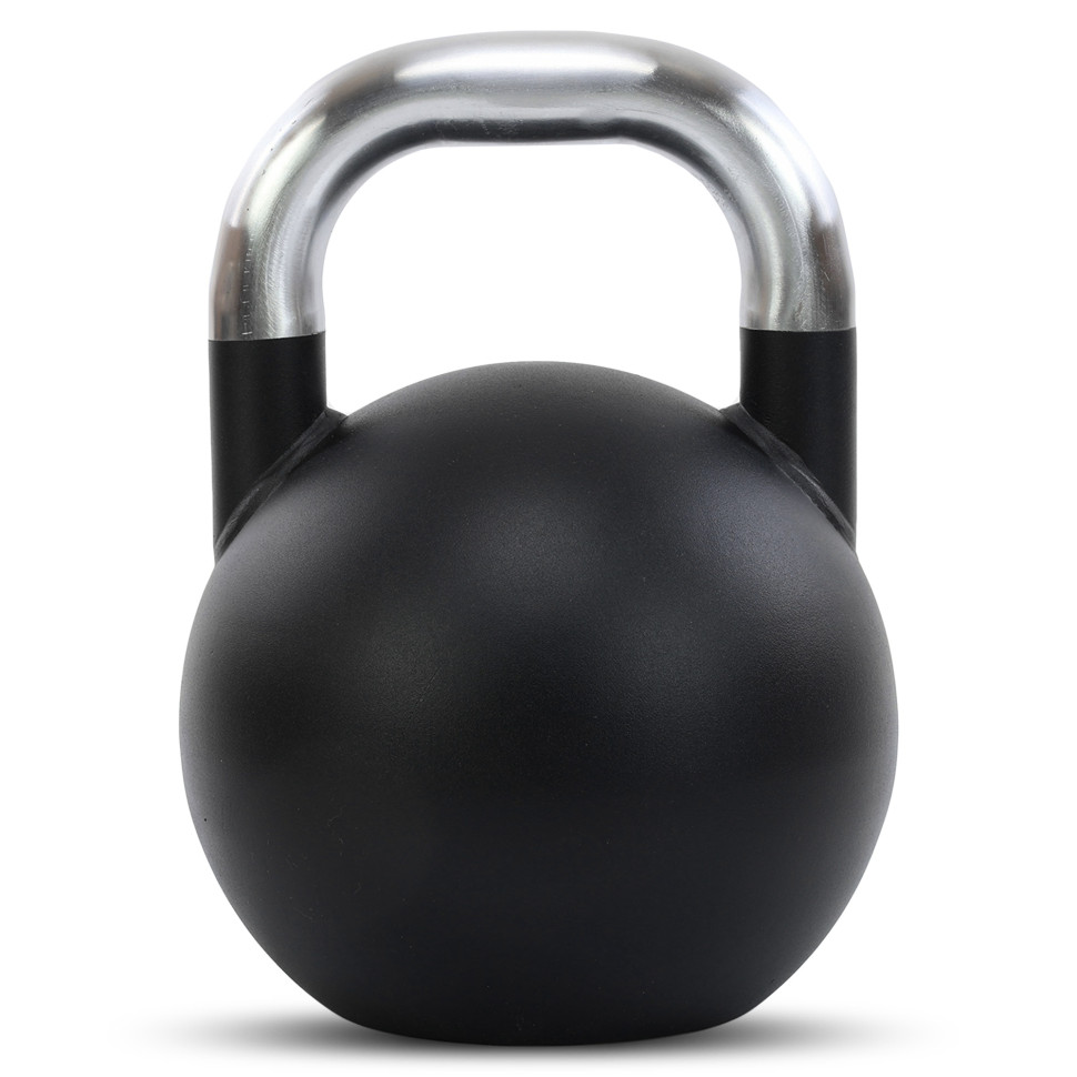 Гиря змагальна цільна сталева пофарбована з хромованою ручкою LiveUp LP8042-16 16кг чорний