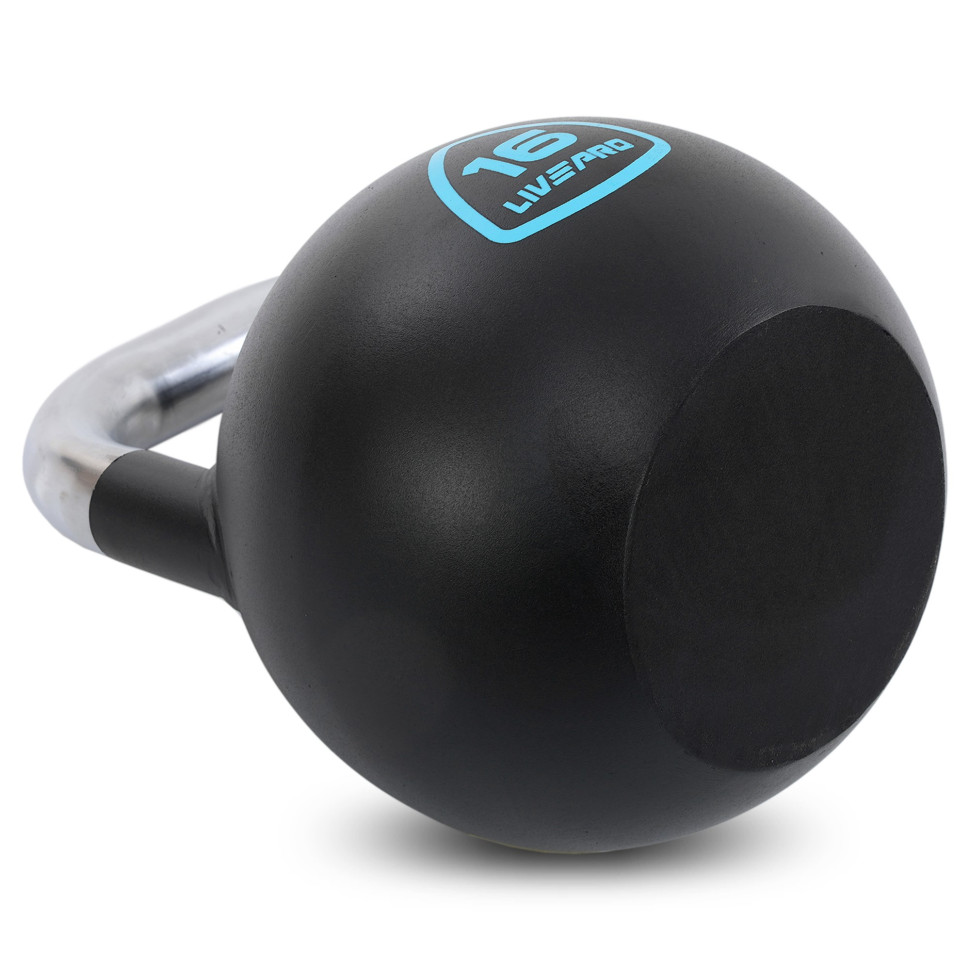 Гиря змагальна цільна сталева пофарбована з хромованою ручкою LiveUp LP8042-16 16кг чорний