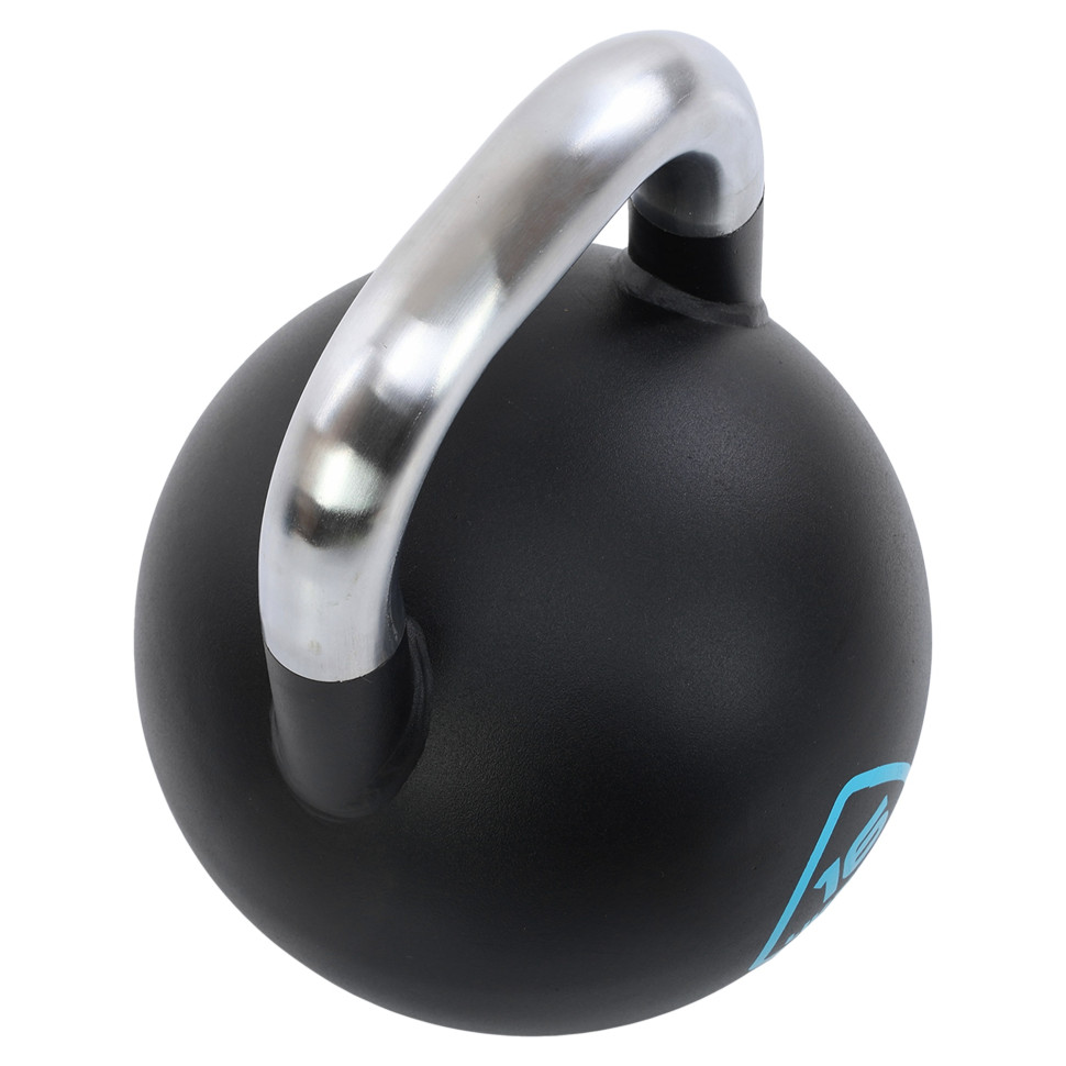 Гиря змагальна цільна сталева пофарбована з хромованою ручкою LiveUp LP8042-16 16кг чорний