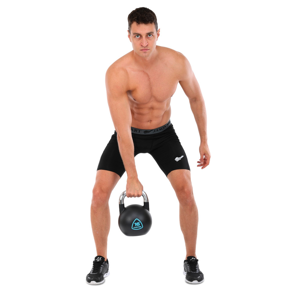 Гиря змагальна цільна сталева пофарбована з хромованою ручкою LiveUp LP8042-16 16кг чорний