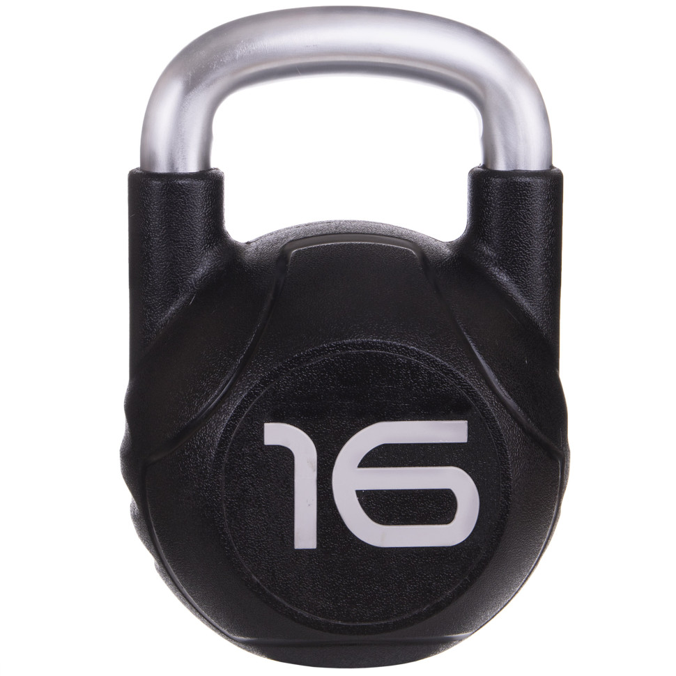 Гиря цельная с полиуретановым покрытием и хромированной ручкой Zelart TA-2681-16 16кг (MD2220-16) (металл, PU, черный) 1