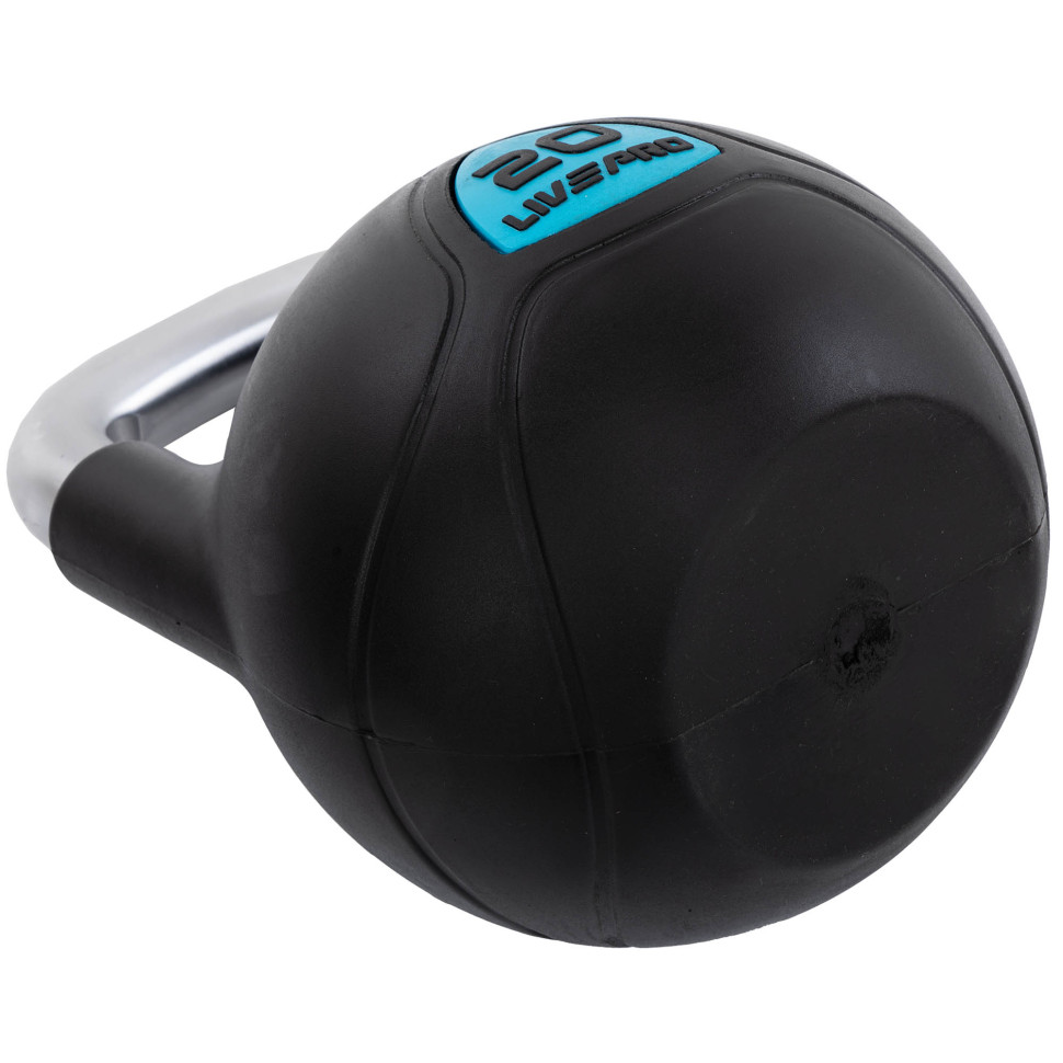 Гиря цільна з поліуретановим покриттям та хромованою ручкою LiveUp LP8040-20 вага 20кг чорний