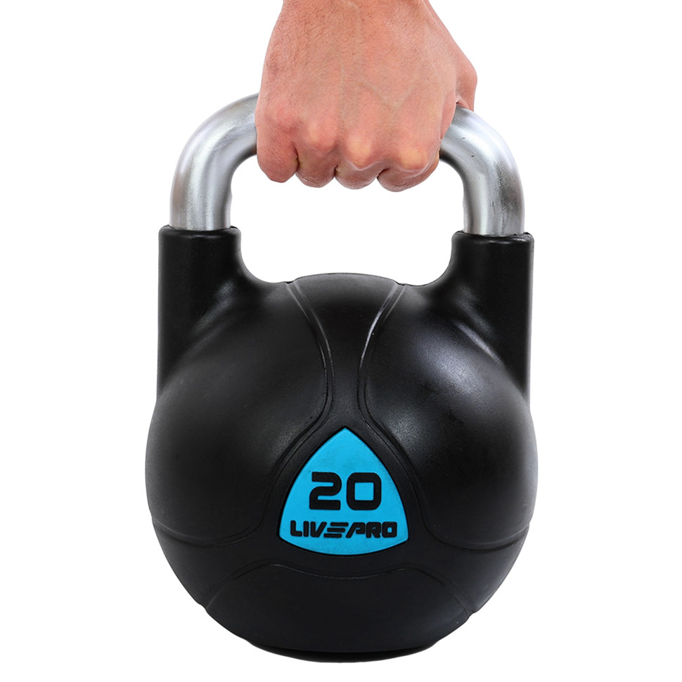 Гиря цільна з поліуретановим покриттям та хромованою ручкою LiveUp LP8040-20 вага 20кг чорний