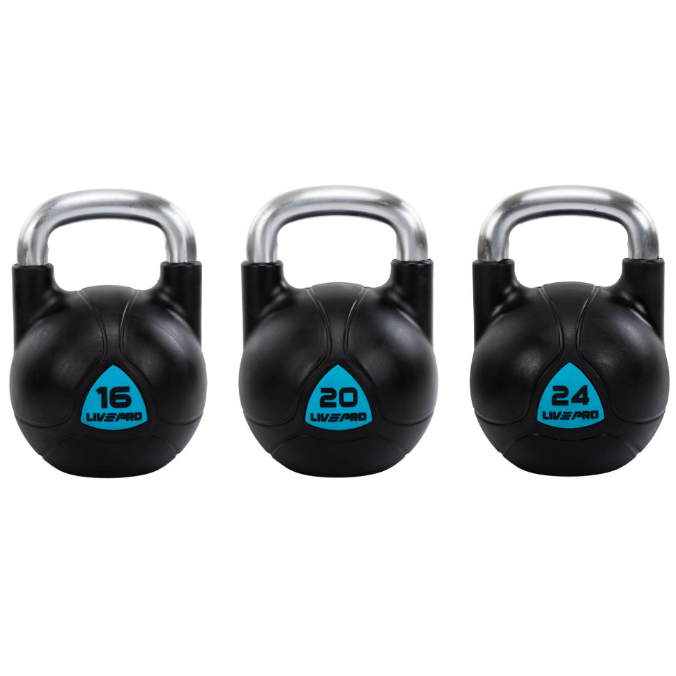 Гиря цільна з поліуретановим покриттям та хромованою ручкою LiveUp LP8040-20 вага 20кг чорний