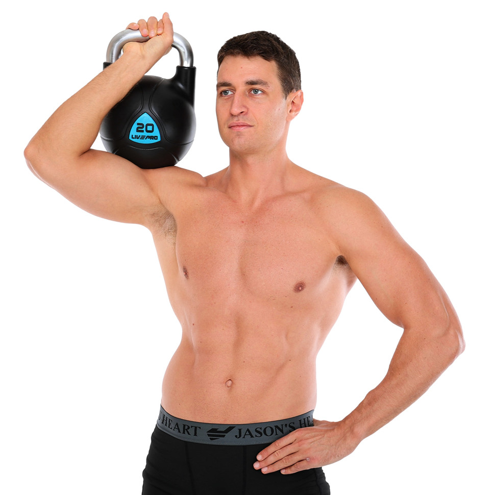 Гиря цільна з поліуретановим покриттям та хромованою ручкою LiveUp LP8040-20 вага 20кг чорний