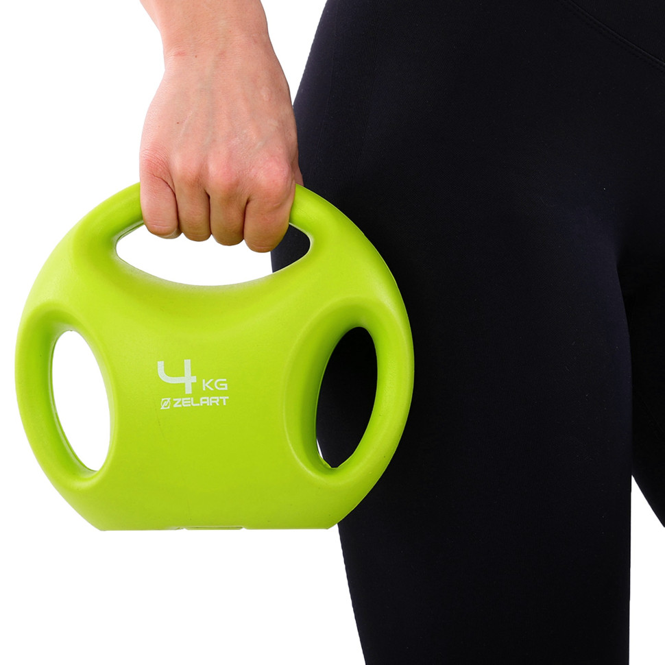 Гири цельные пластиковые PE с тройным хватом Zelart TA-2670 2-4-6-8-10-12 кг