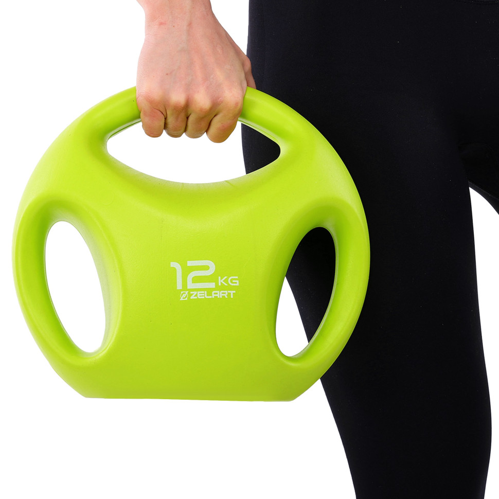 Гири цельные пластиковые PE с тройным хватом Zelart TA-2670 2-4-6-8-10-12 кг