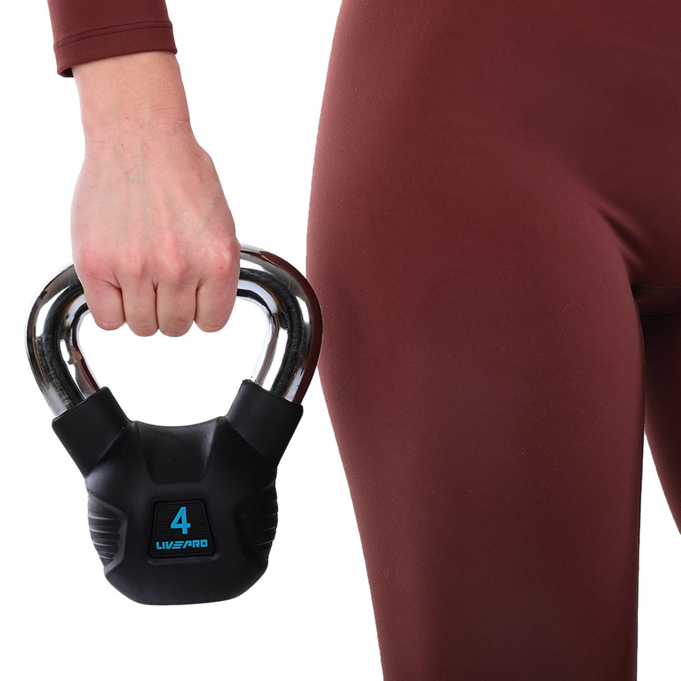 Гирі тренувальні цільні гумові з хром.ручкою LiveUp LP8043 4-6-8-10-12-16-20-24 кг