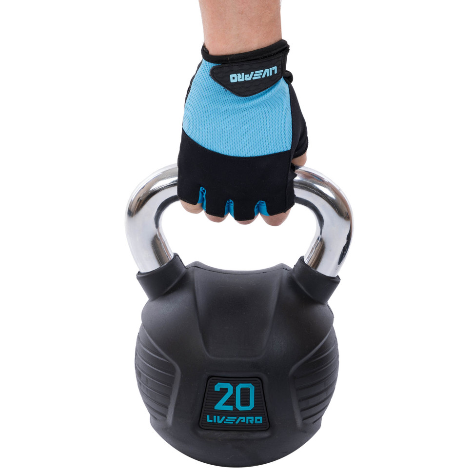 Гирі тренувальні цільні гумові з хром.ручкою LiveUp LP8043 4-6-8-10-12-16-20-24 кг