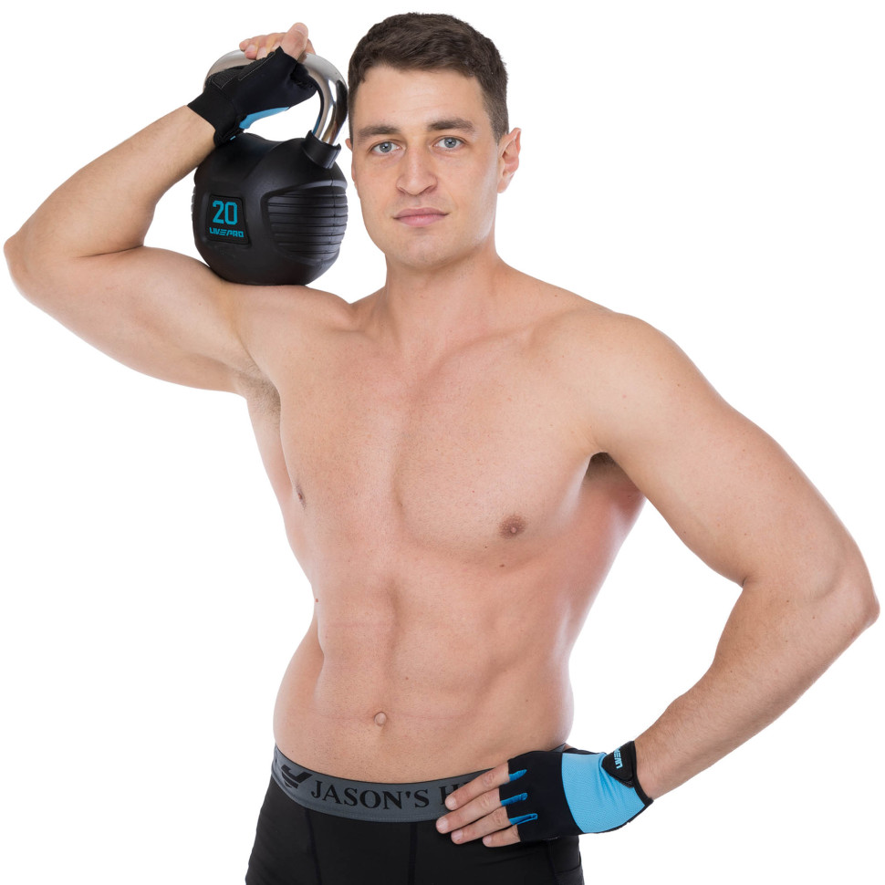 Гирі тренувальні цільні гумові з хром.ручкою LiveUp LP8043 4-6-8-10-12-16-20-24 кг