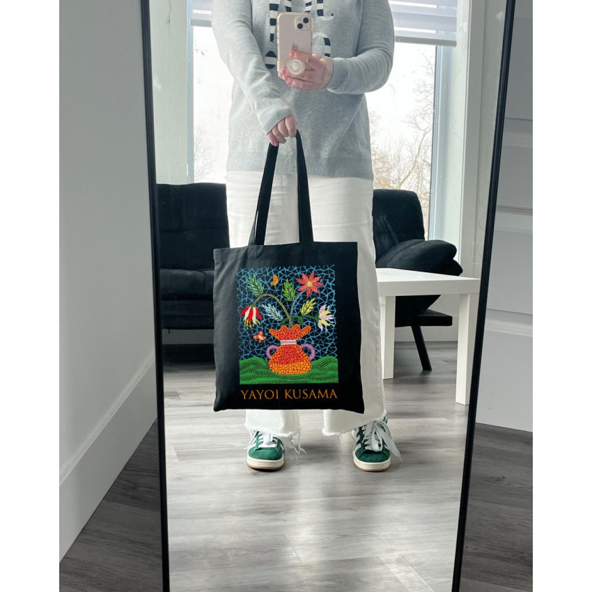 Екошопер BookOpt BK4084 YAYOI KUSAMA Квіти, чорний