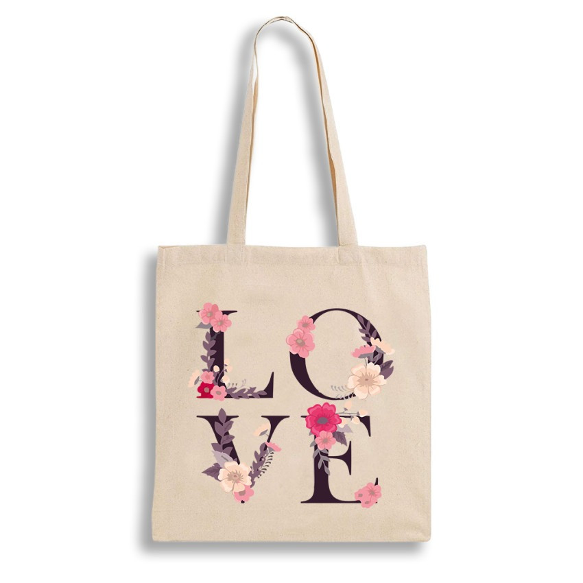 Екошопер Bookopt ВК4072 LOVE (квіти), бежевий