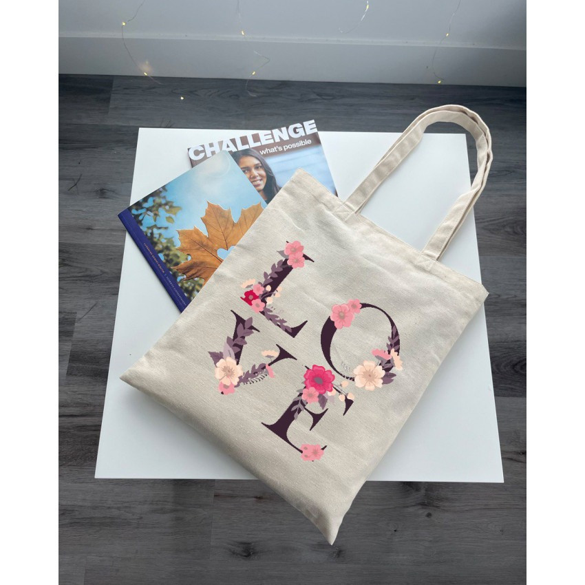 Екошопер Bookopt ВК4072 LOVE (квіти), бежевий