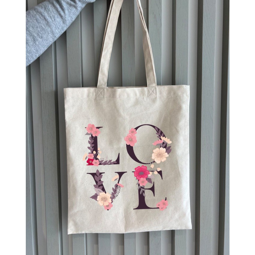 Екошопер Bookopt ВК4072 LOVE (квіти), бежевий