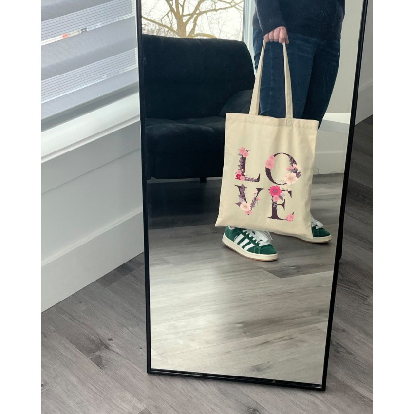 Екошопер Bookopt ВК4072 LOVE (квіти), бежевий