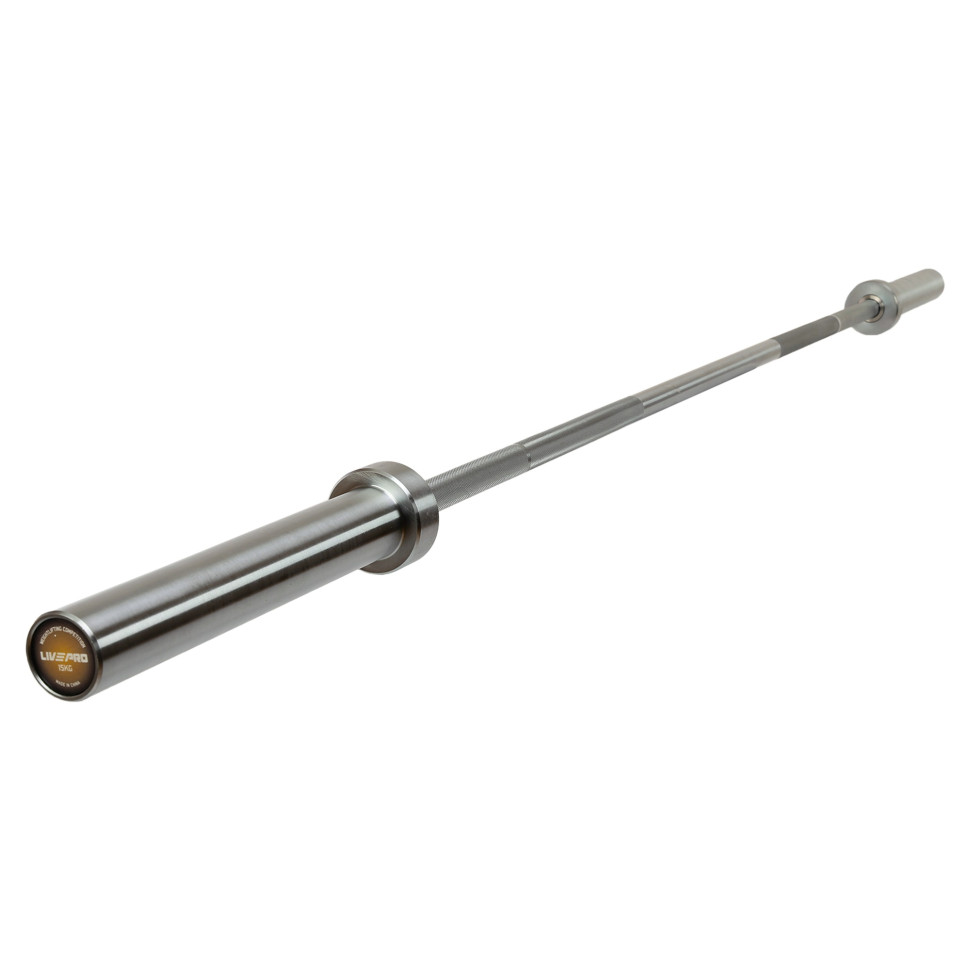 Гриф для сталевої штанги Олімпійський професійний прямий з підшипником LiveUp LP8317 довжина 2,01м ø50мм