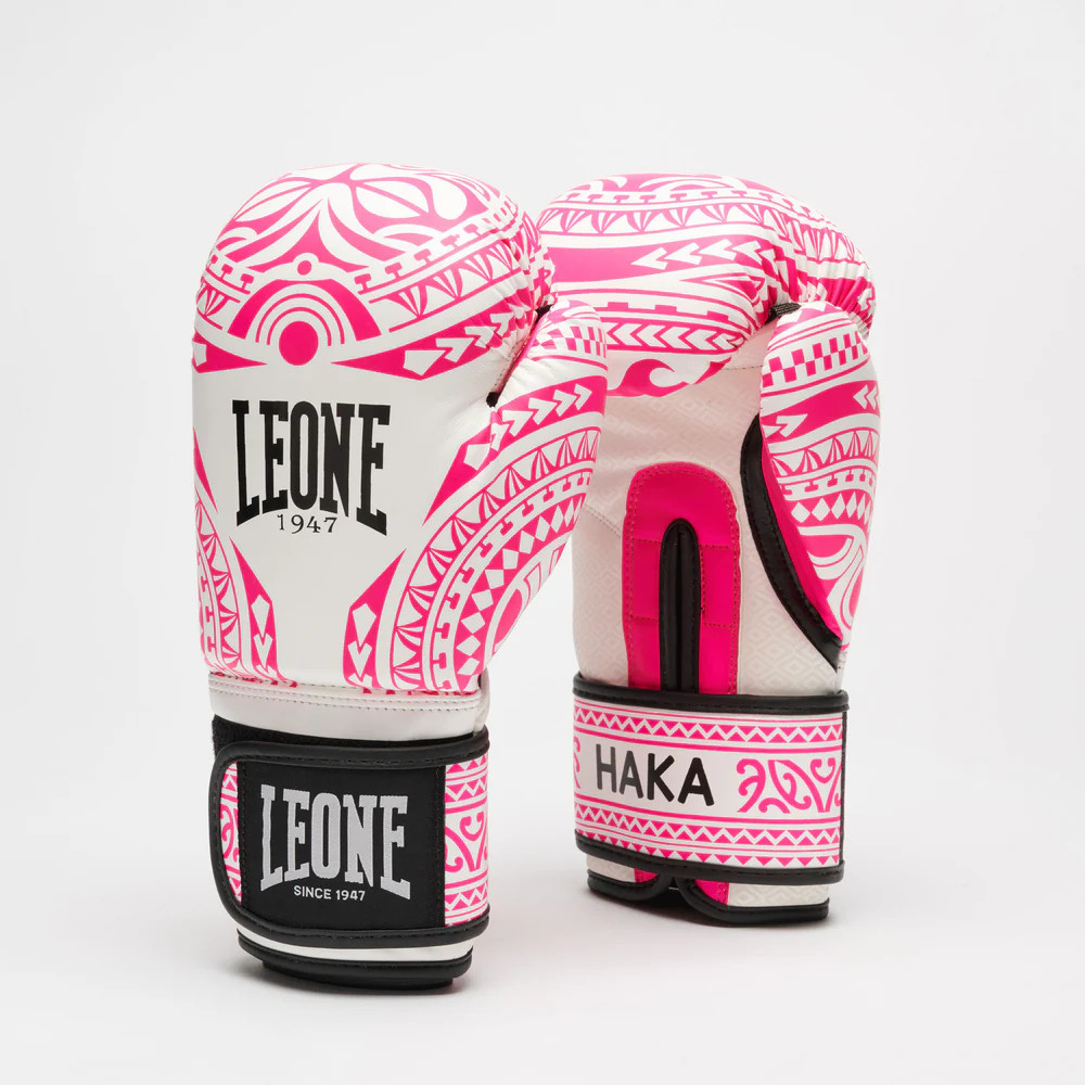 Боксерські рукавиці Leone GN329 HAKA White/Pink 10 унцій (бинти в комплекті)