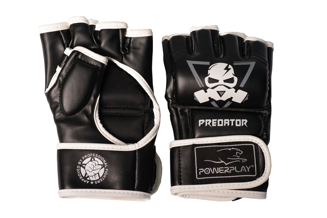 Рукавиці для MMA PowerPlay 3056 А Чорно-Білі S