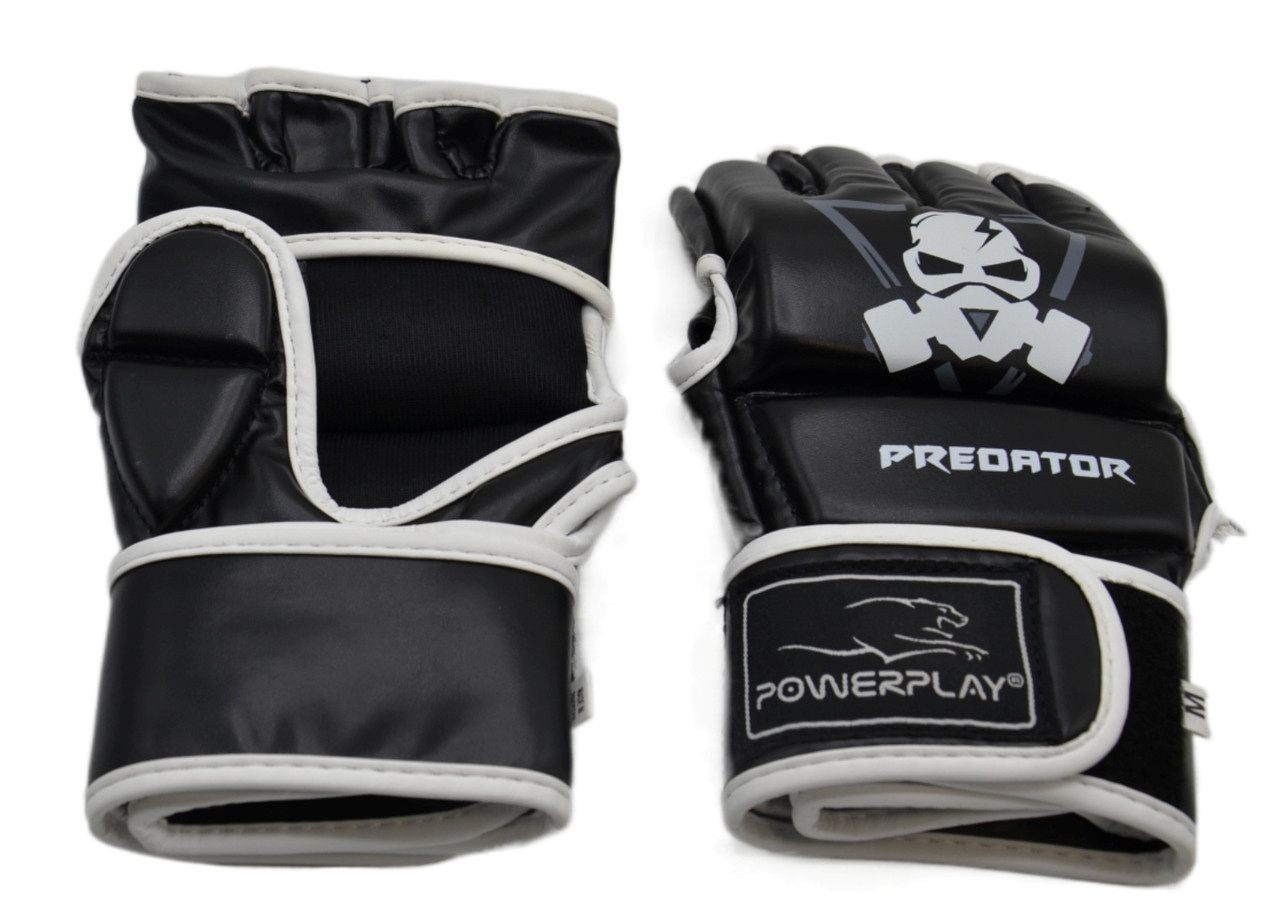 Рукавиці для MMA PowerPlay 3056 А Чорно-Білі S