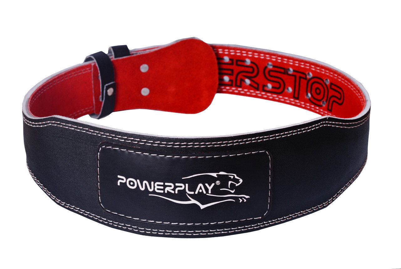 Пояс для важкої атлетики PowerPlay 5085 шкіряний Чорно-Червоний XL