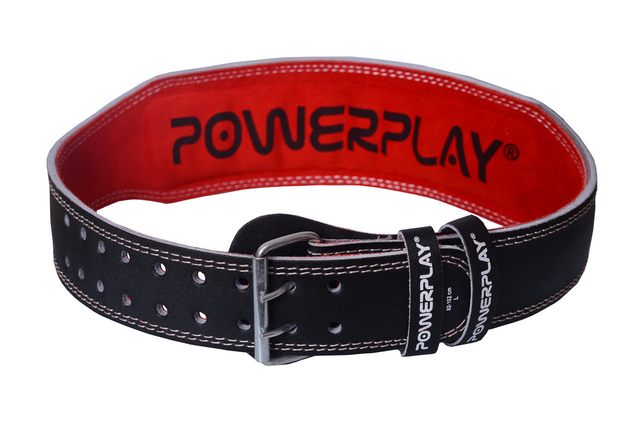 Пояс для важкої атлетики PowerPlay 5085 шкіряний Чорно-Червоний XL