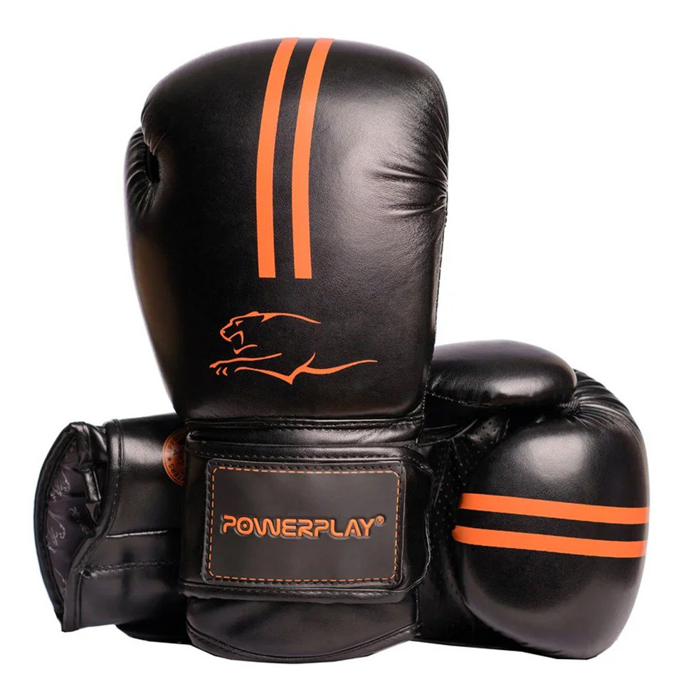 Боксерські рукавиці PowerPlay 3016 Contender Чорно-Помаранчеві 16 унцій