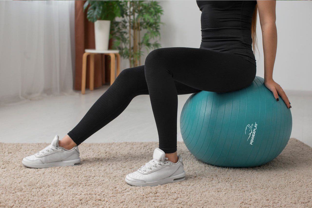 М'яч для фітнесу (фітбол) PowerPlay 4001 Ø75 cm Gymball  Зелений + помпа