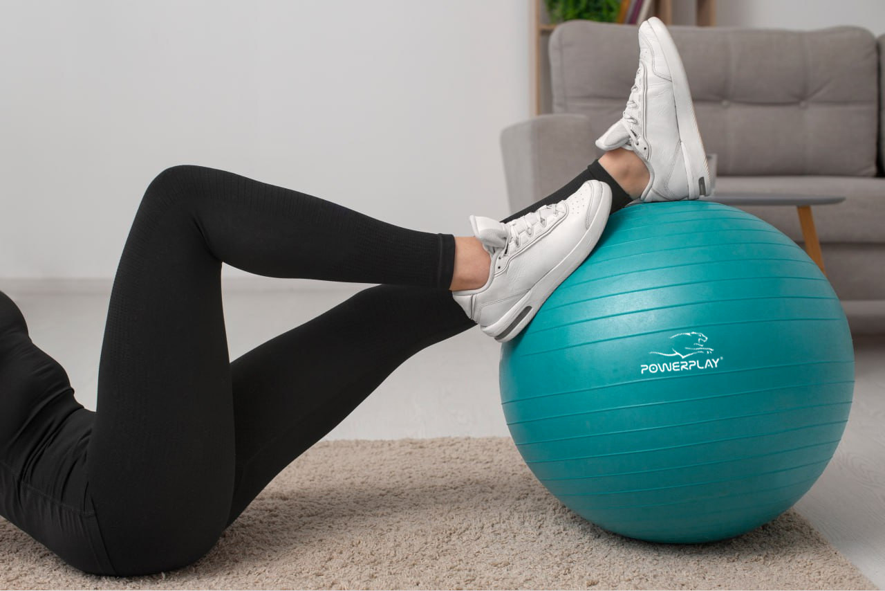 М'яч для фітнесу (фітбол) PowerPlay 4001 Ø75 cm Gymball  Зелений + помпа