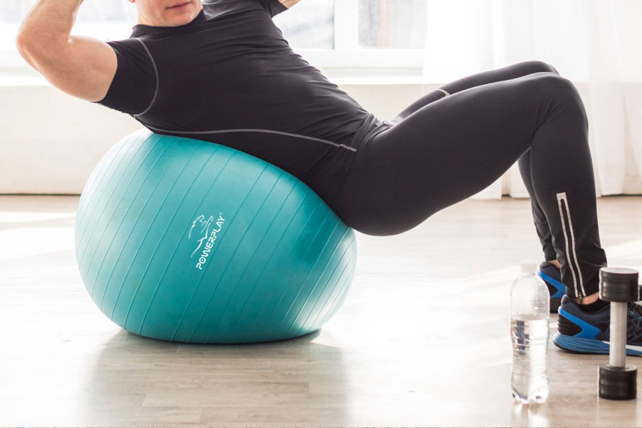 М'яч для фітнесу (фітбол) PowerPlay 4001 Ø75 cm Gymball  Зелений + помпа