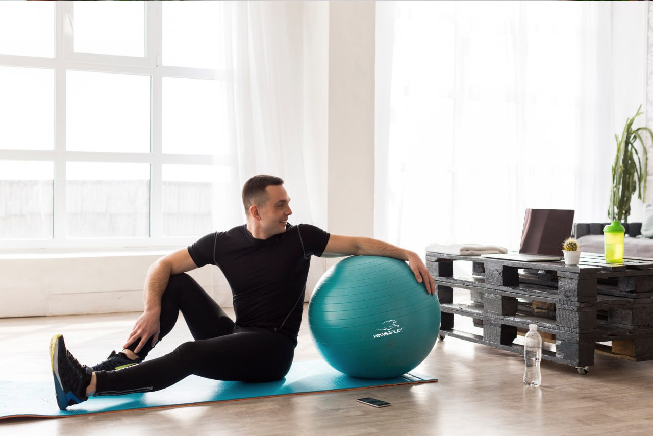 М'яч для фітнесу (фітбол) PowerPlay 4001 Ø75 cm Gymball  Зелений + помпа