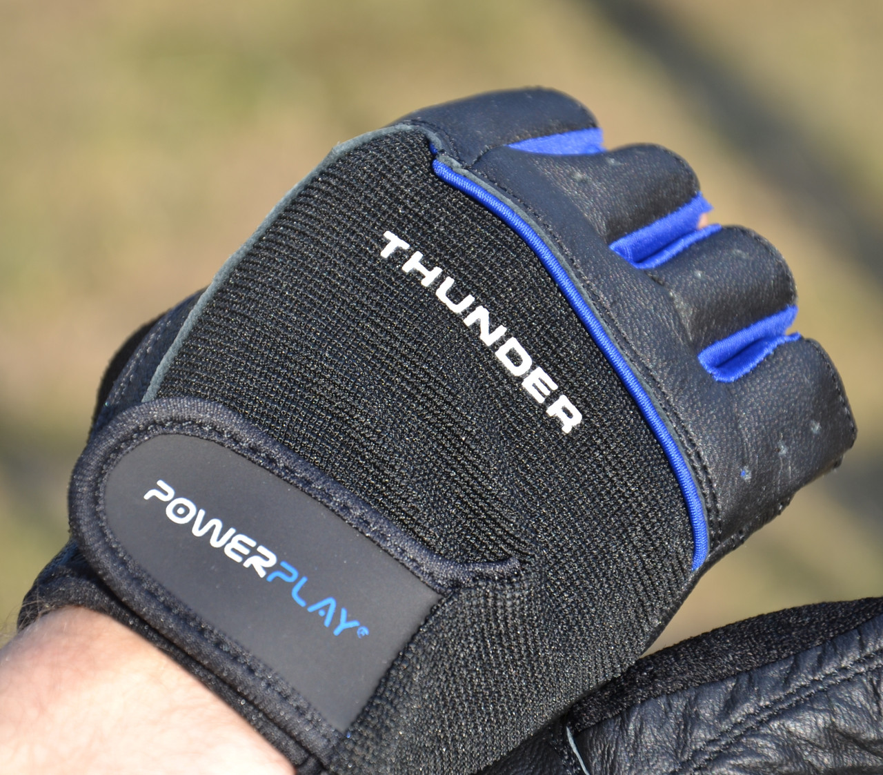 Рукавички для фітнесу PowerPlay 9058 Thunder чорно-сині XL