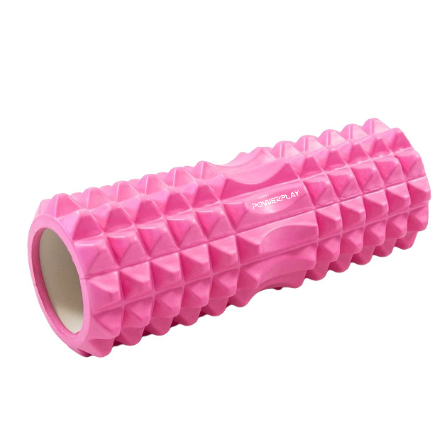 Масажний ролик (роллер) PowerPlay 4405 EVA Massage Рожевий Roller  (33x12см.)