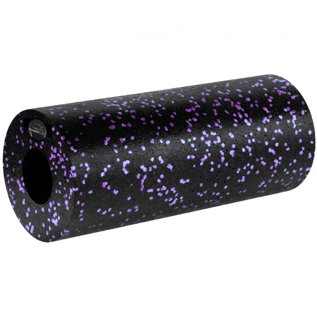 Масажний ролик (роллер) гладкий PowerPlay PP-4348 2 in 1 EPP Foam Roller Чорно/Фіолетовий (33x14см.)