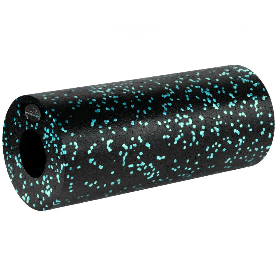 Масажний ролик (роллер) гладкий PowerPlay PP-4348 2 in 1 EPP Foam Roller Чорно/Блакитний (33x14см.)