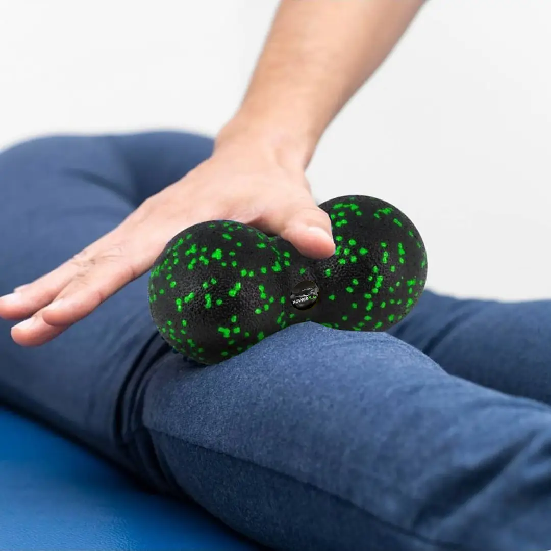 Масажний м'яч подвійний PowerPlay PP-4353 Epp foam peanut ball (d12*24cm.) Чорно/Зелений