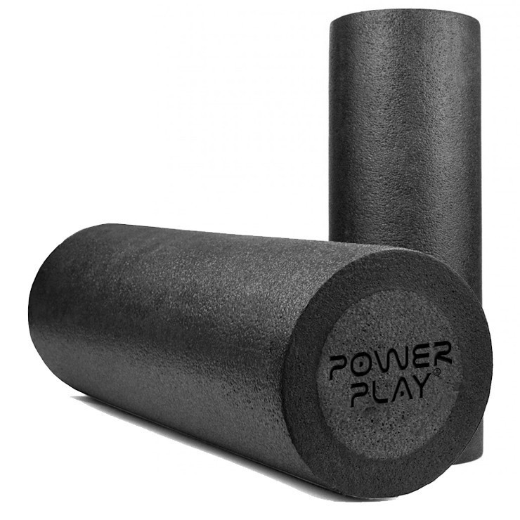 Масажний ролик (роллер) гладкий PowerPlay 4021 Fitness Roller Чорний (45x15см.)